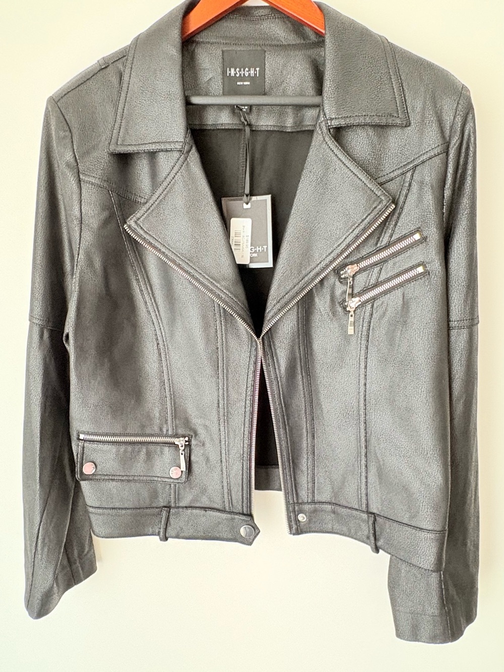 Insight Black Faux Leather Bomber Moto Jacket